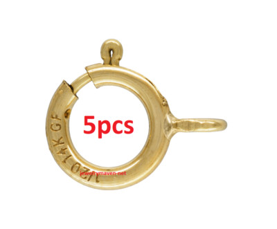 (5) FIVE PACK 5mm 14k Yellow Gold FILLED  Spring Ring Clasp CLOSED Jump Italy