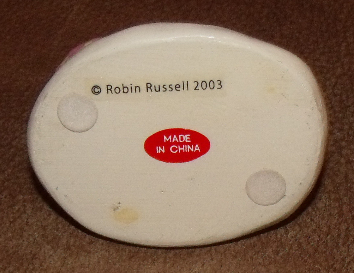 robin russell 2003 mini cat painting easter eggs figurine