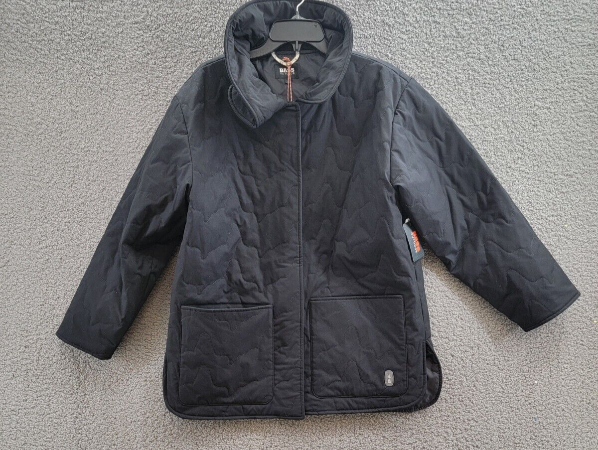 BASS OUTDOOR Quilted Long-Sleeve Jacket Women's S Black Solid Snap Front Closure - Picture 2 of 19