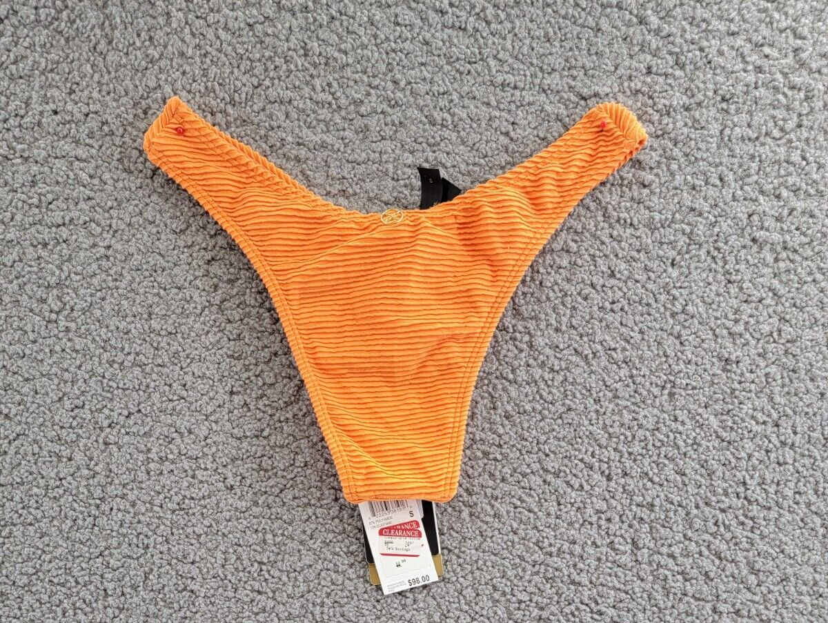 ViX Kayla Giulia Bikini Bottom Women's S Tangerine Ribbed Elastic Waist Pull On - Picture 14 of 19