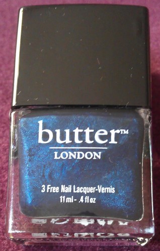 butter London Nagellack Dunkelblau mit zartem Metallic-Effekt BIG SMOKE - neu