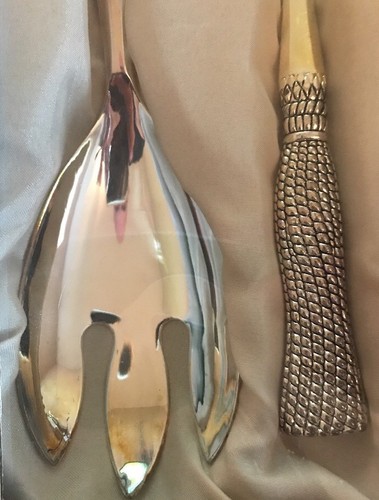 NEW GRACE TEA WARE SILVER PLATED SERVING FORK & SPOON SET L 9,5