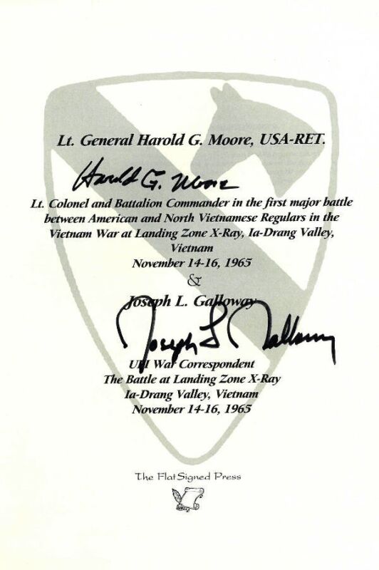 Lt. Gen Hal/Harold Moore Dual Signed 1965 Vietnam  X-Ray 6x9 Book Release - JSA