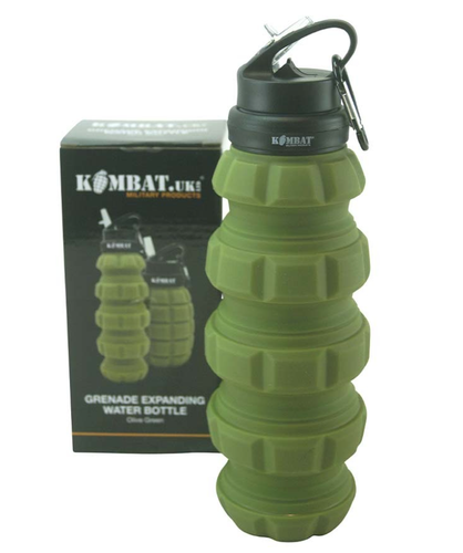 Kombat UK Grenade Expanding Water Bottle Olive Green Shooting Hunting Fishing