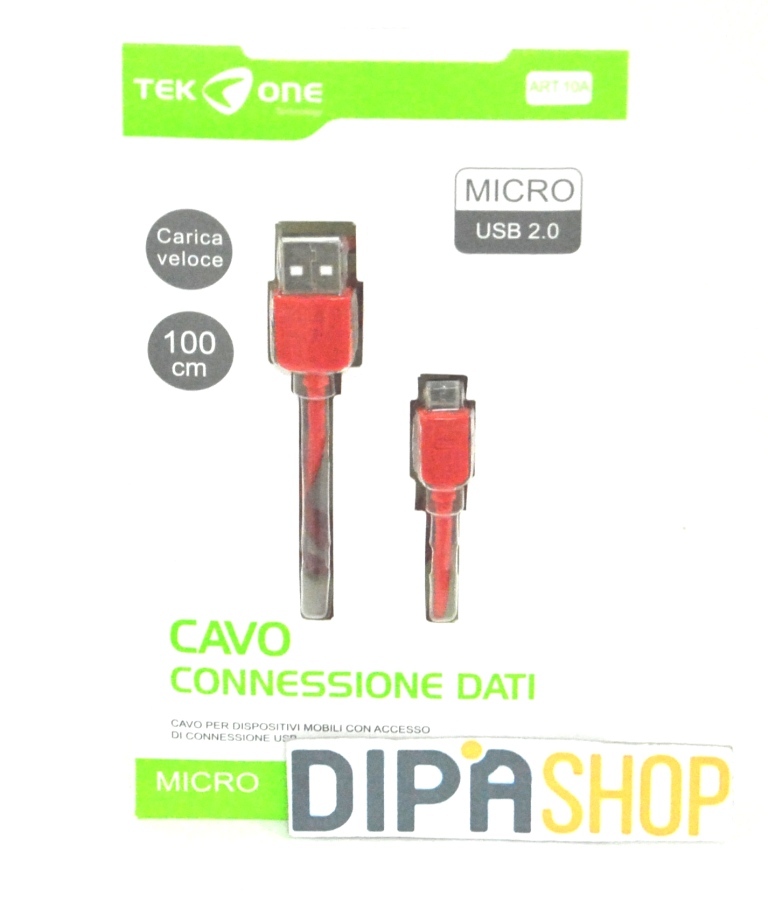 Cavo Usb TeKone 10A Dati Ricarica Plug MicroUsb Smartphone 1m Rosso hsb