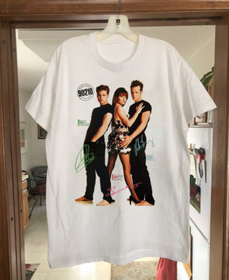 Shannen Doherty Luke Perry Jason Priestley Signed Shirt Cotton Short Sleeve