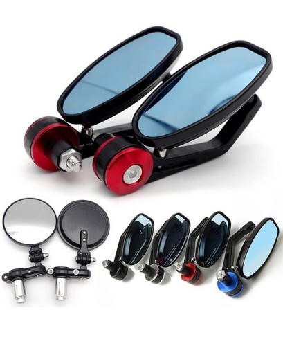 Aluminum Rearview Bar End Mirrors fit 7/8 22mm Handlebar for Motorcycle /Scooter