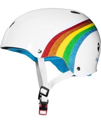 Triple Eight Sweatsaver Multi Sport Helmet White Rainbow Sparkle S/M Skate Small
