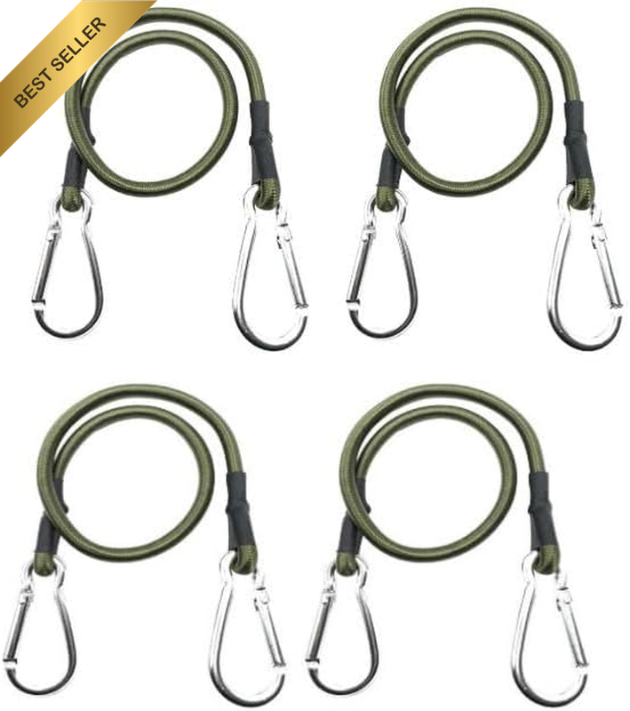 30Cm Elastic Bungee Straps with Carabiner Hooks, 4Pcs 12Inch Bungee Cords with