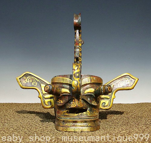 12.6'' Antique Chinese Dynasty Bronze Ware Gilt Epigraph