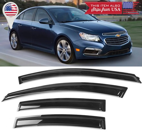 4 Pc Window Visor Deflector Sun Vent Rain Wind Guard Shade Fit 10-15 Chevy Cruze