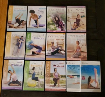 Lot 12 Stott Pilates +2 Element DVDs Basic Adv Balance Ball Foam Roller Band 