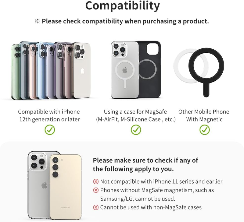 Magnetic Card Wallet, Premium Vegan Leather Phone Wallet for MagSafe 3-Card Hold