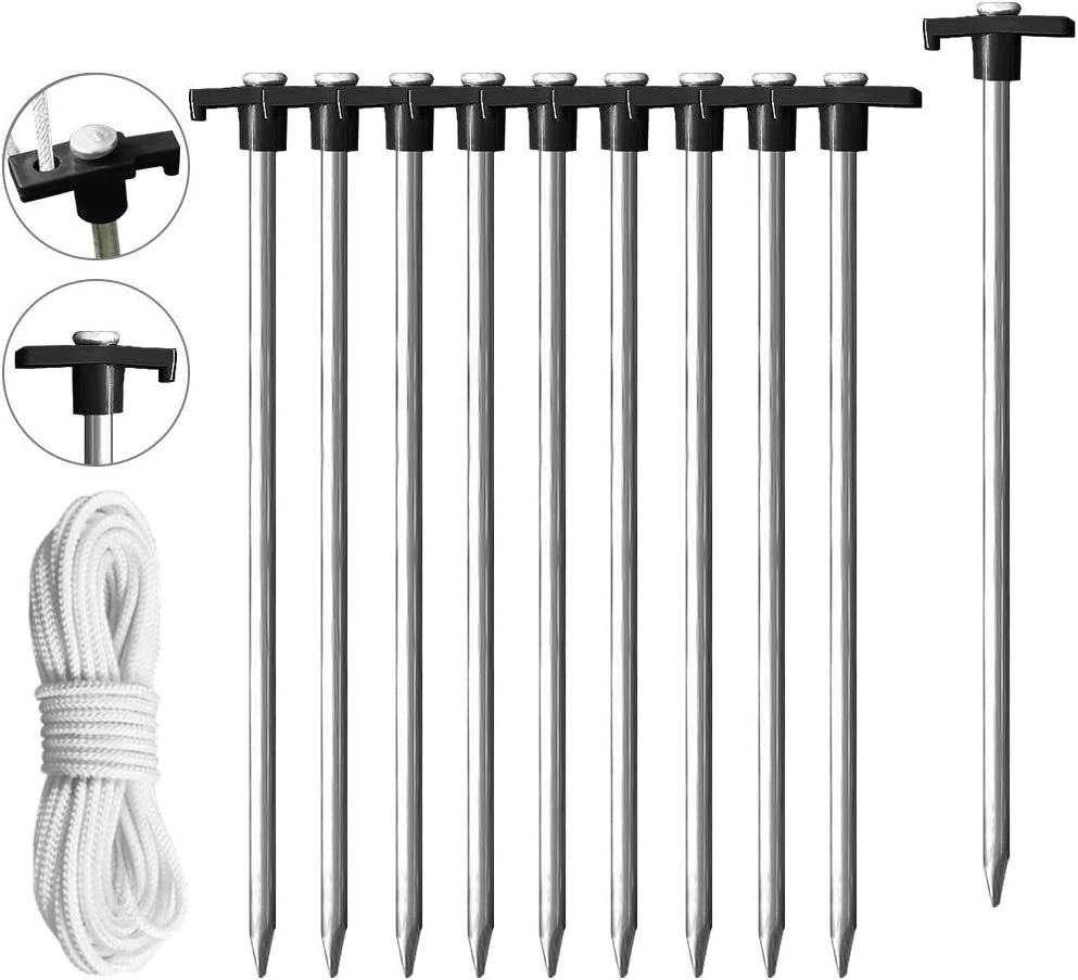 Eurmax Galvanized Non-Rust Camping Family Tent Pop Up Canopy Stakes 10pc-Pack