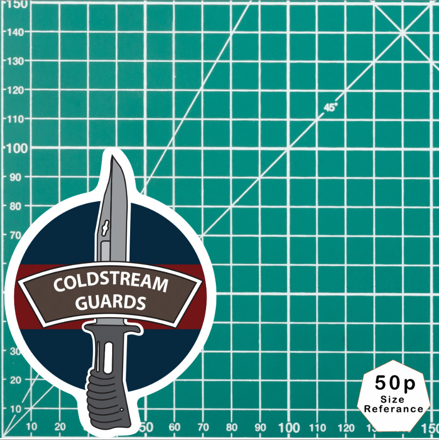 Coldstream Guards Vinyl Decal, TRF Colours & Bayonet Design - 10cm - Picture 4 of 5