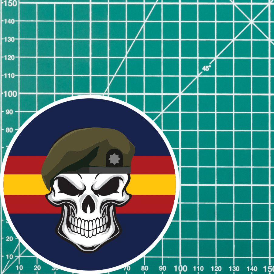 Skull with Royal Anglian Beret TRF Vinyl Sticker - 10cm - Picture 4 of 4