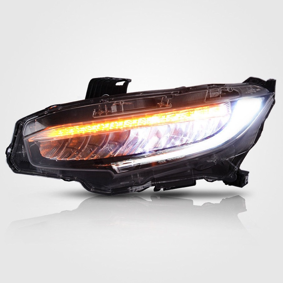 2X LED Headlights With Sequential Indicator For 20162018 Honda Civic