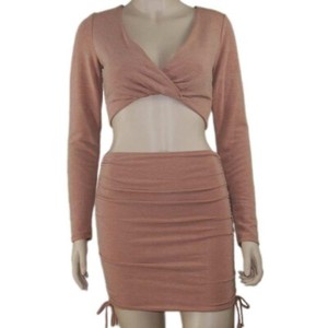 Skirt Set Outfit Crop Top Mini knit NWT 2 PC front