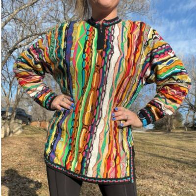Coogi Australia カラフルカーディガン XL COOGI クージー 90s オーストラリア製 ウール 3Dニット