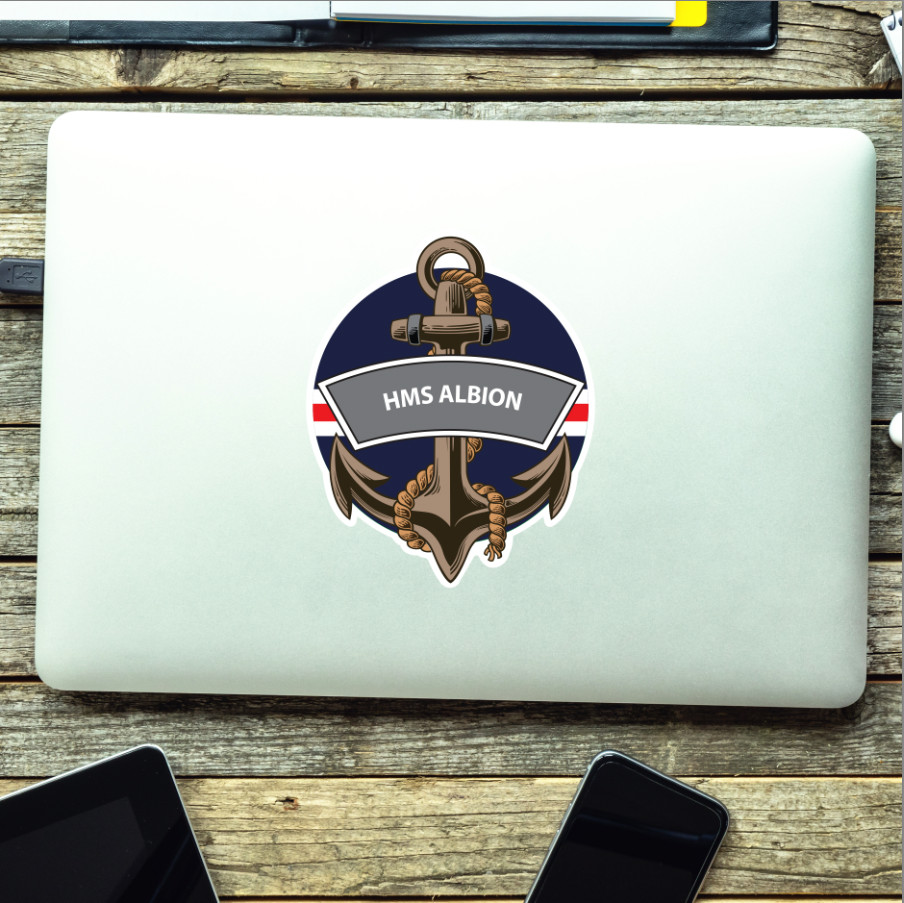 HMS Albion Royal Navy Waterproof Vinyl Sticker - Picture 2 of 4