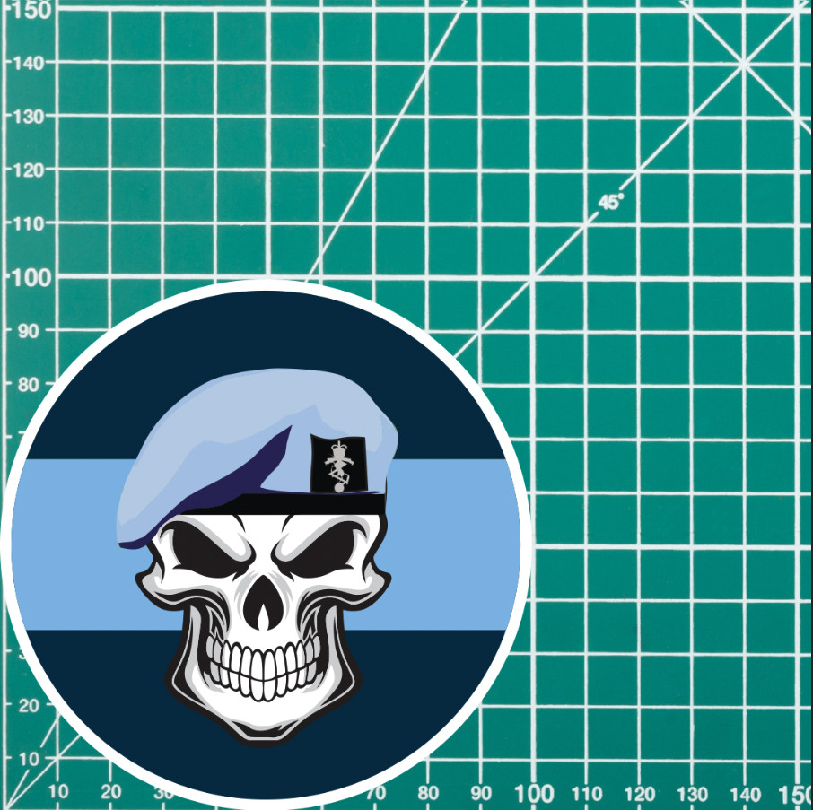 Skull with Royal Electrical Mechanical Engineers Beret TRF Vinyl Sticker - 10cm - Picture 4 of 4