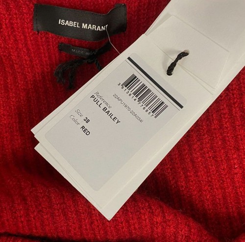 Pre-owned Isabel Marant $935  Womens Red Wool Cashmere V-neck Sweater Size Fr 38/ Us 6