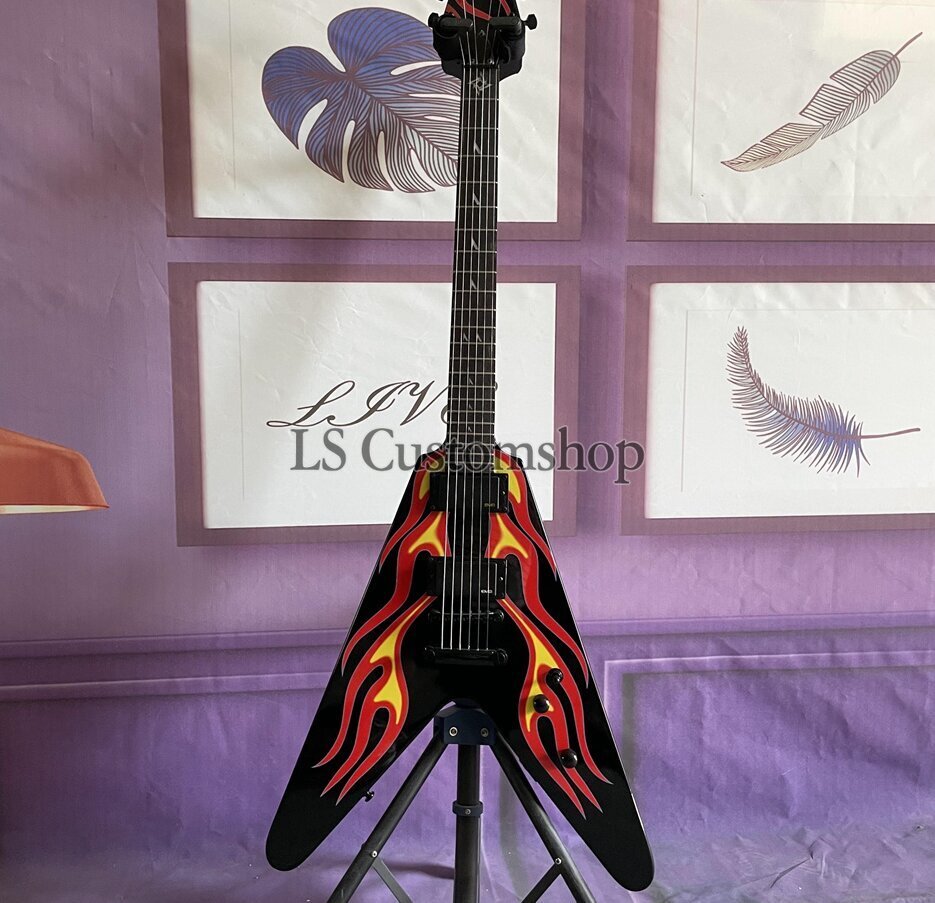 LTD JH-1 James Hetfield Flame Electric Guitar V Shape Black LTD JH-1 James Hetfield Flame Electric Guitar V Shape Black