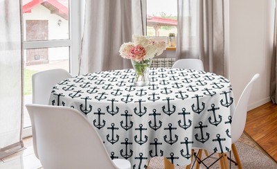 Ambesonne Nautical Round Tablecloth Table Cover for Dining Room Kitchen
