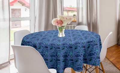 Ambesonne Nautical Theme Round Tablecloth Table Cover for Dining Room Kitchen