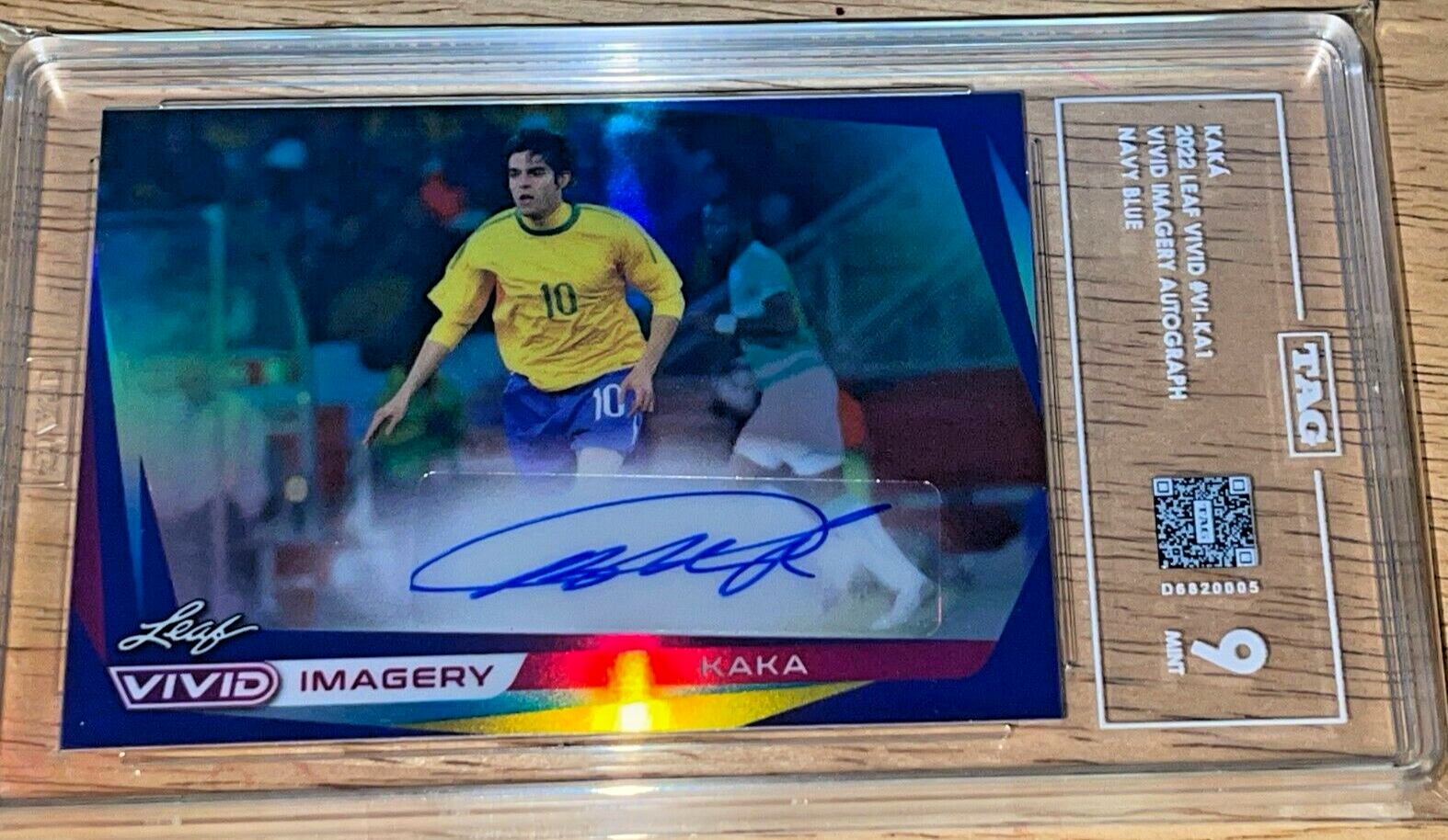 RARE KAKA /5 IMAGERY AUTO CARD TAG 9 2022 LEAF VIVID SOCCER