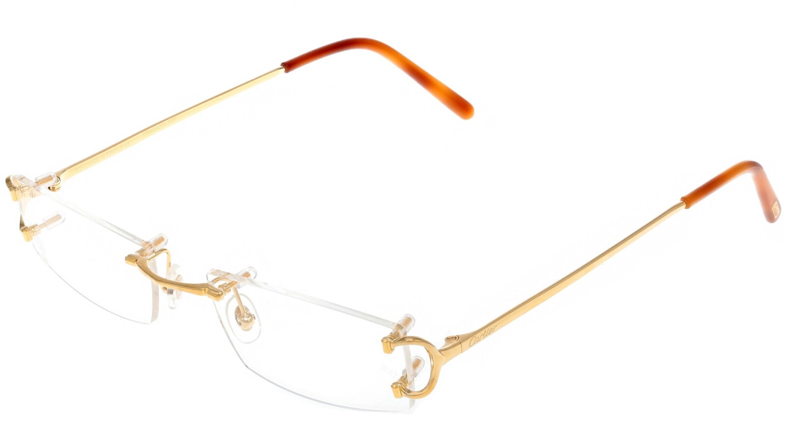 CARTIER Rectangular Rimless 53MM Gold Unisex Eyeglasses