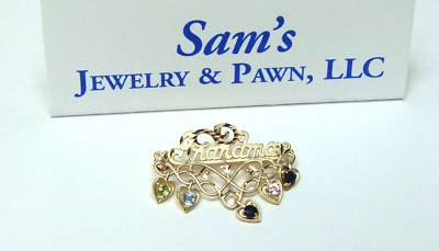 Ma 14K Yellow Fine Gold Jewelry Grandma Birthstone Brooch Pendant