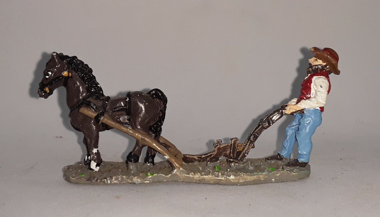 Painted Cast Metal Horse Pulling Plow 98' IRS