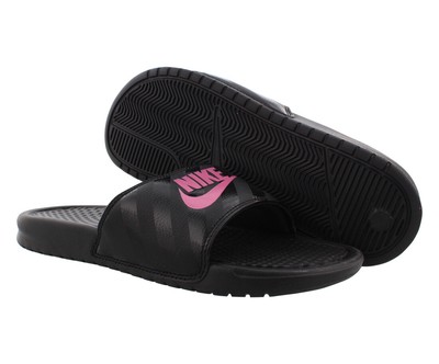 Nike Benassi JDI Slide Womens Shoes Size 8, Color: Black/Vivid Pink/Black