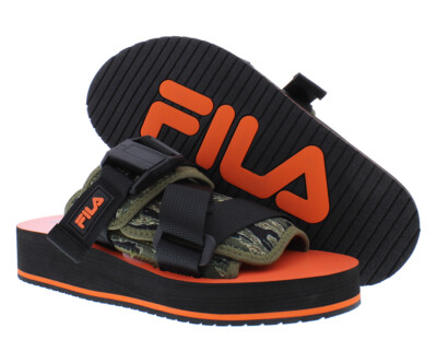 Fila Sol-Slide V2 Mens Shoes Size 5, Color: Black/Chive/Dusty Olive