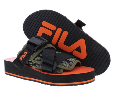 Fila Sol-Slide V2 Mens Shoes Size 5, Color: Black/Chive/Dusty Olive