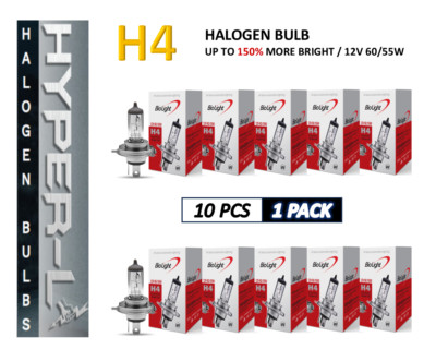 H4 Halogen 12V 55W Super Bright Upgrade Headlight Bulb(10 PACK)