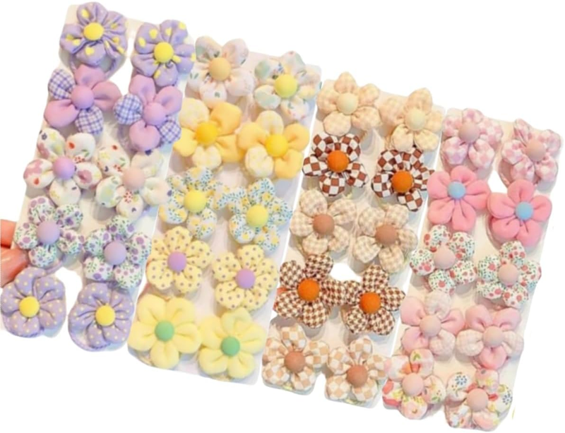 40 Pcs Girl Hair Ties,Flower Elastic Hair Ties,No Damage Flower Scrunchie Toddle