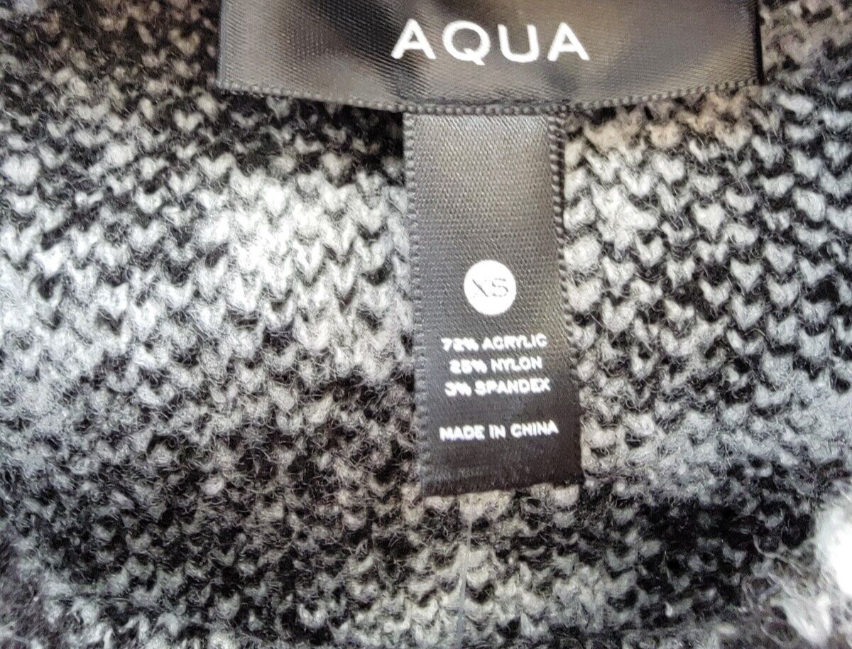 AQUA Animal Print Mock Neck Sweater Women's XS Black/Ivory Pullover Style L/S - Picture 11 of 15