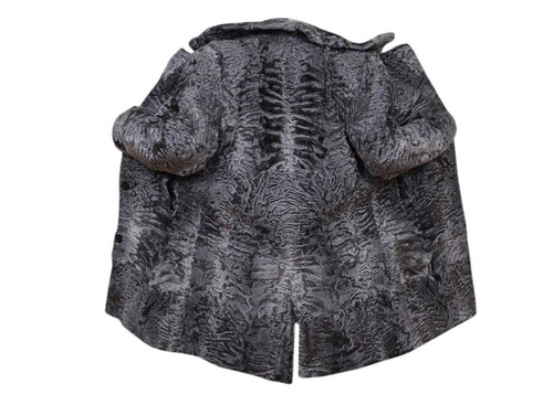 Pre-owned Handmade Man's Real Real Astrakhan Swakara Wavy Karakul Fur Long Coat All & Custom Size In Gray