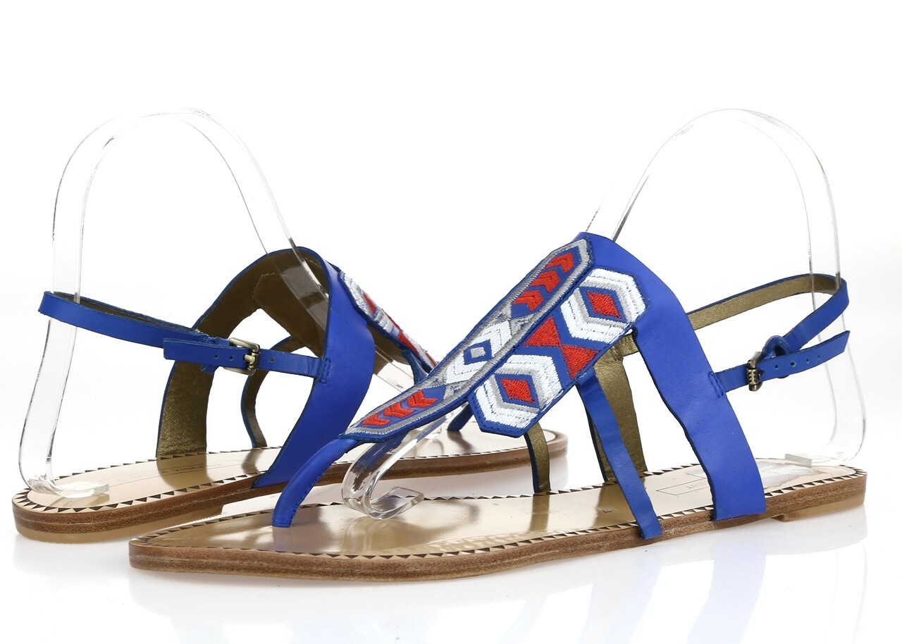 Womens Cynthia Vincent 227956 Blue Aztec Pattern Slingback Sandals Size 10