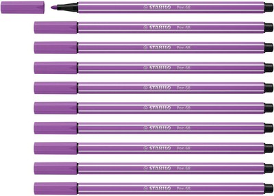 Premium Fibre-Tip Pen - STABILO Pen 68 - Pack of 10 - Plum