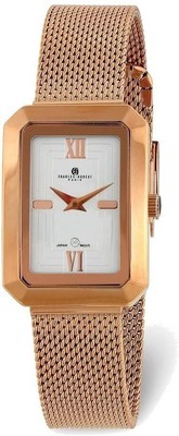 Pre-owned Charles-hubert Charles Hubert Ladies Pink Finish Mesh Band White Dial Watch