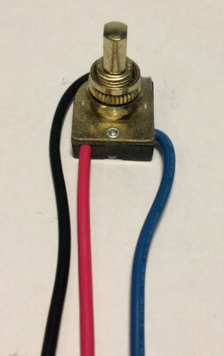 New 3-way, 4 position Brass Push Canopy Switch, 3/8'' Shank, 6'' Wire Leads #CS409