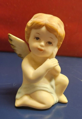 Heavenly Cherub Angel Figurine 3  Blue #1430 Sri Lanka Vintage