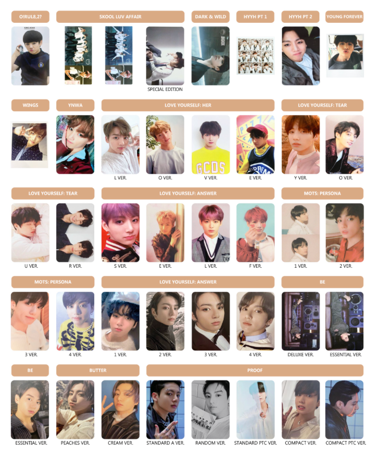 BTS JEON JUNGKOOK JK ALL ALBUM, COMPLETE PHOTOCARD BTS JEON JUNGKOOK JK ALL ALBUM, COMPLETE PHOTOCARD