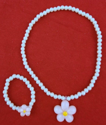 Yi la Bei La Cute Baby Kids Flowers Fake Pearls Necklace and Bracelet Set