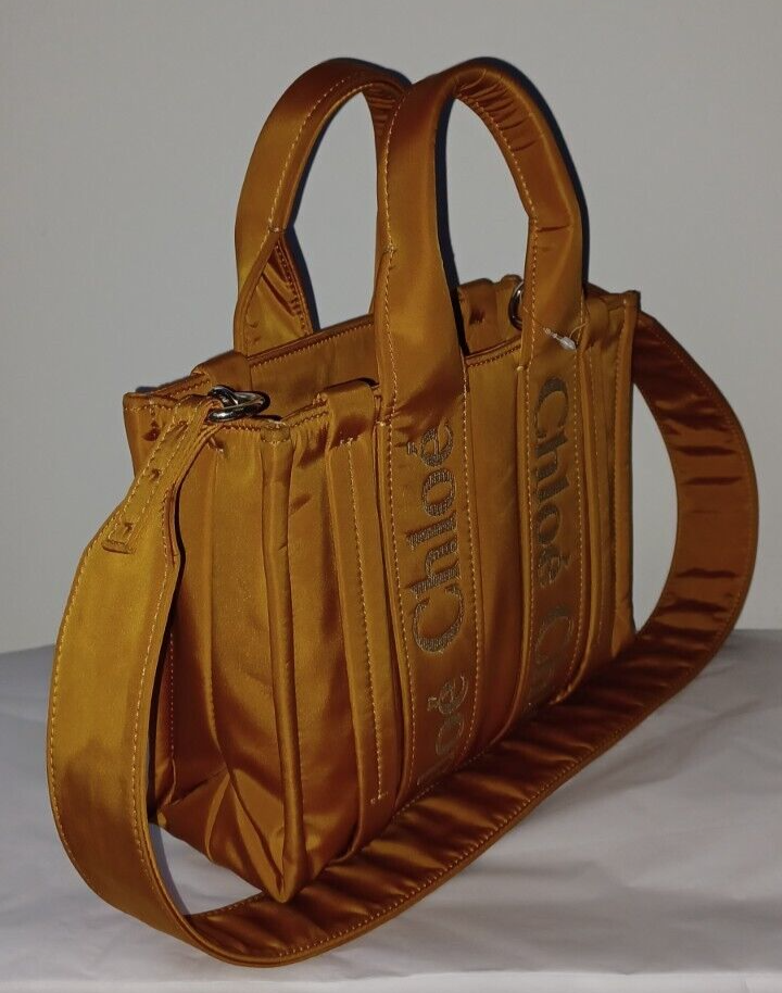 NWOT AUTHENTIC CHLOE WOODY NYLON TOTE BAG PURSE_GOLDEN