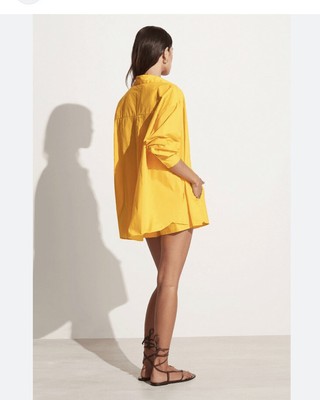 FAITHFULL THE BRAND yellow 100% cotton long sleeve poplin button down size L