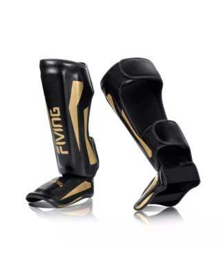 FIVING Martial Arts Shin Guards,Microfiber Leather, Padded, Adjustable Leg Gu...